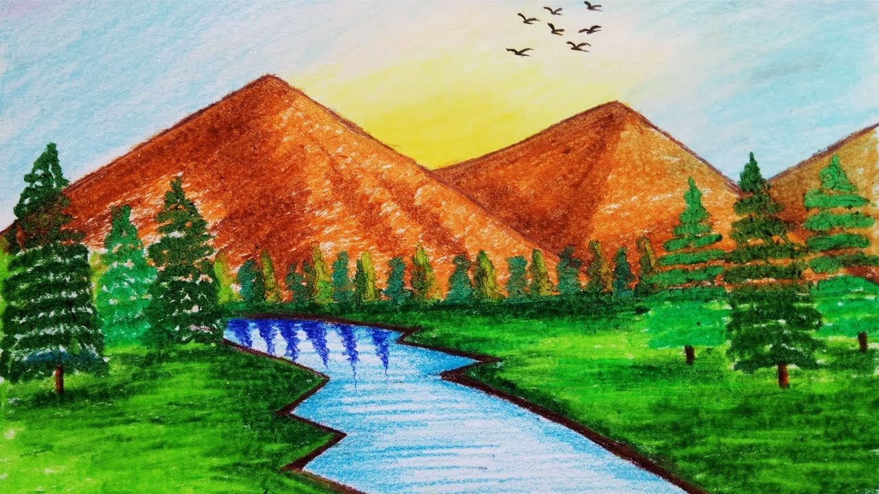 Mountain Scenery Drawing at GetDrawings | Free download