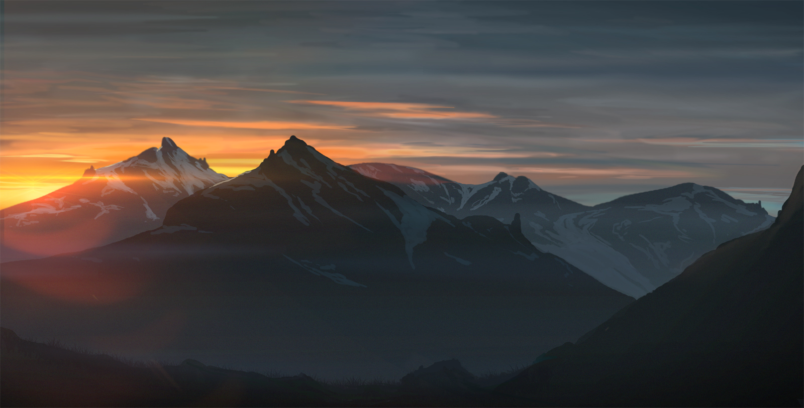 Mountain Sunset Drawing at GetDrawings Free download