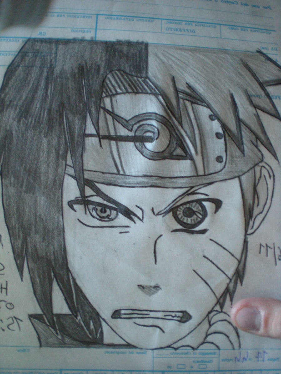 900x1200 Naruto Sasuke Drawing Face Naruto Vs Sasuke Half Face By Cihiro97.