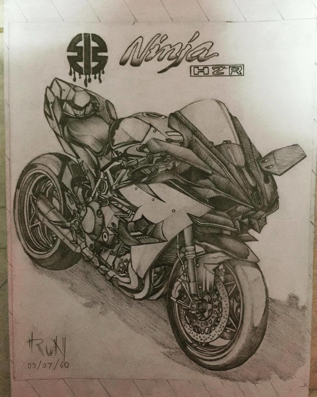 kawasaki ninja h2r drawing easy