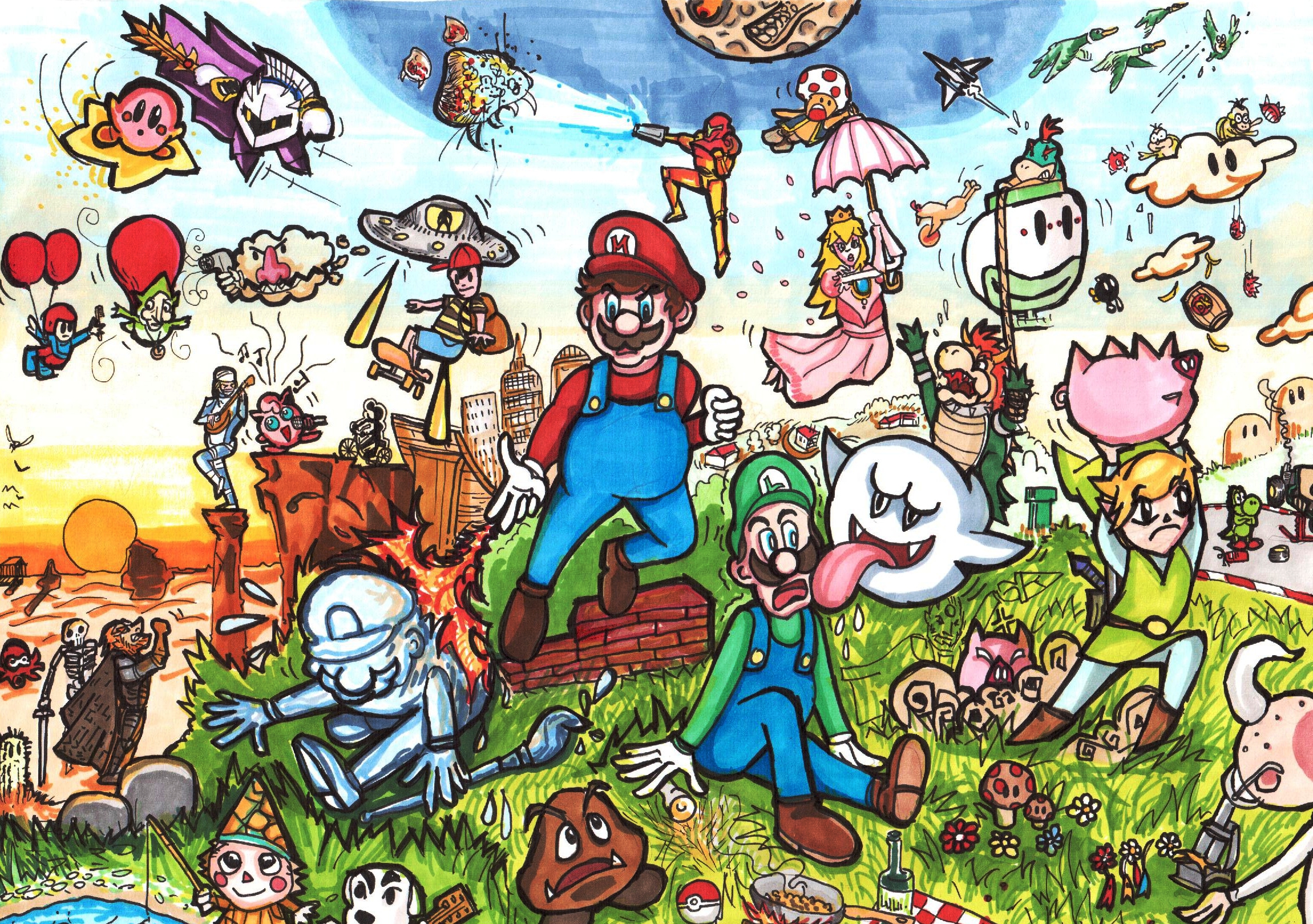 Nintendo Characters Drawing at GetDrawings Free download