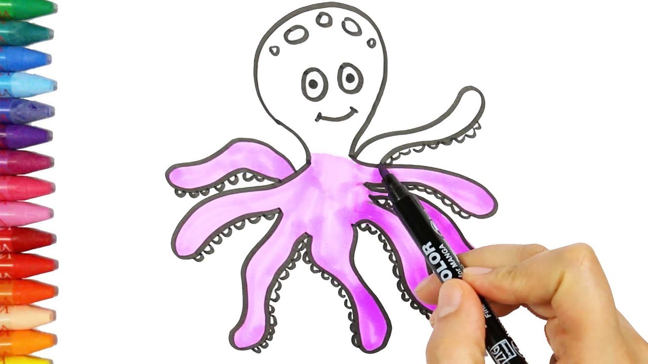 Рисуем осьминога поэтапно для детей