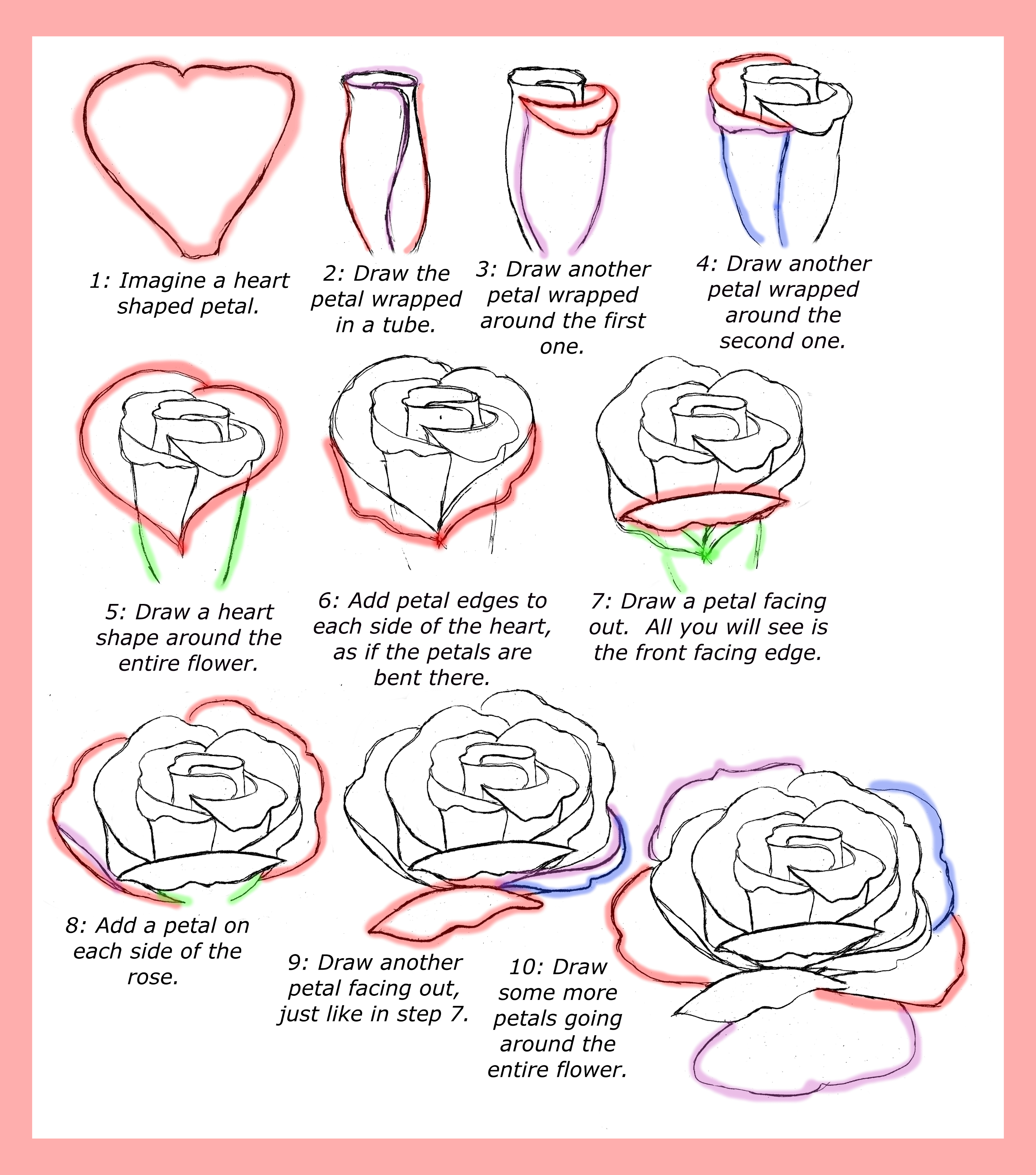 Steps To Draw A Rose