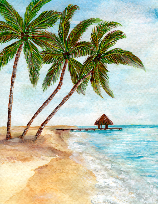 Palm At Imaginative Tropical Beach Tree Drawing Landscape Drawings Images And Photos Finder