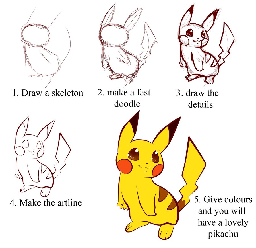 Pikachu Drawing Steps At GetDrawings | Free Download