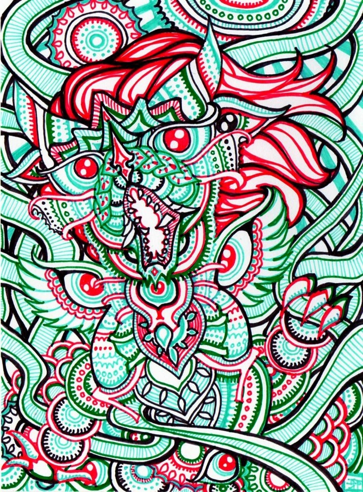 734x995 Trippy Psychedelic Drawing By Japanesertist Lutamesta.