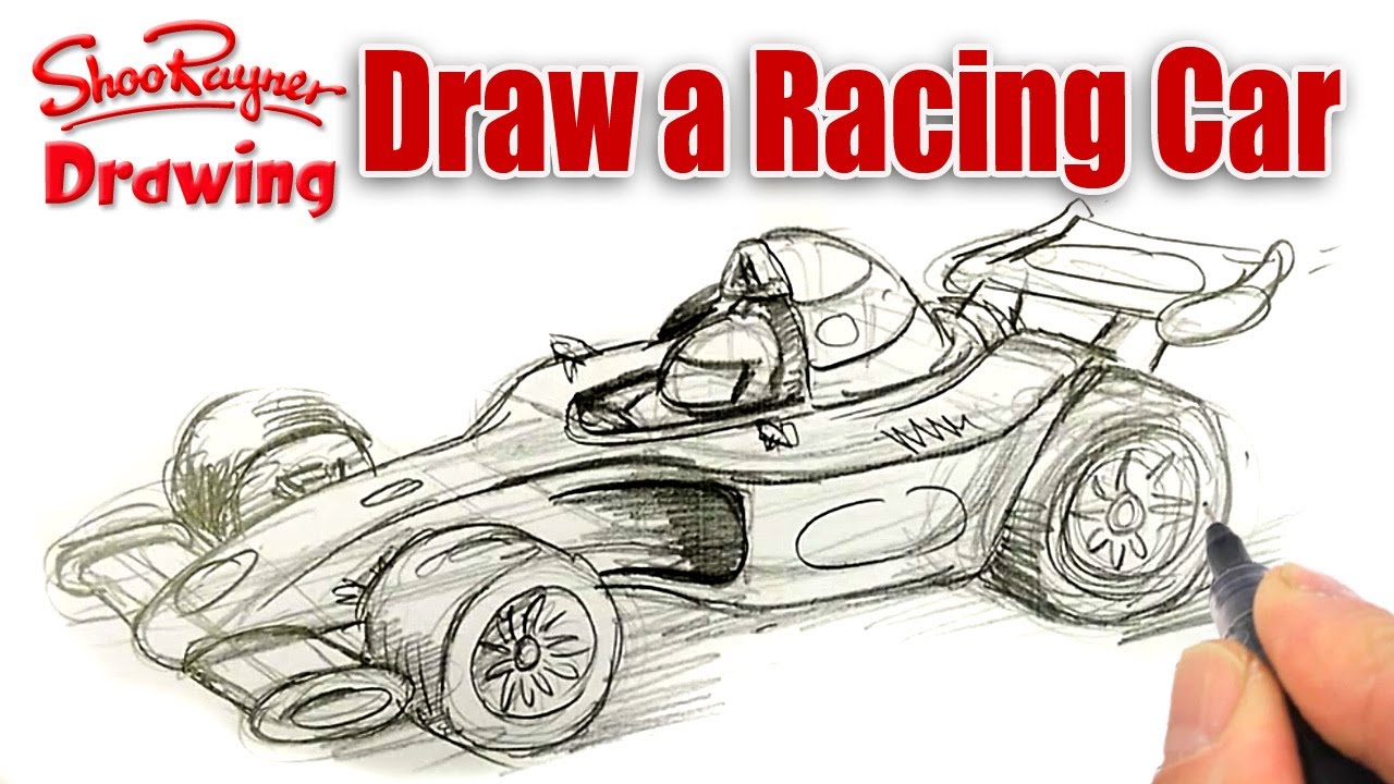 Creative Sketch Drawing Racing Car with Pencil