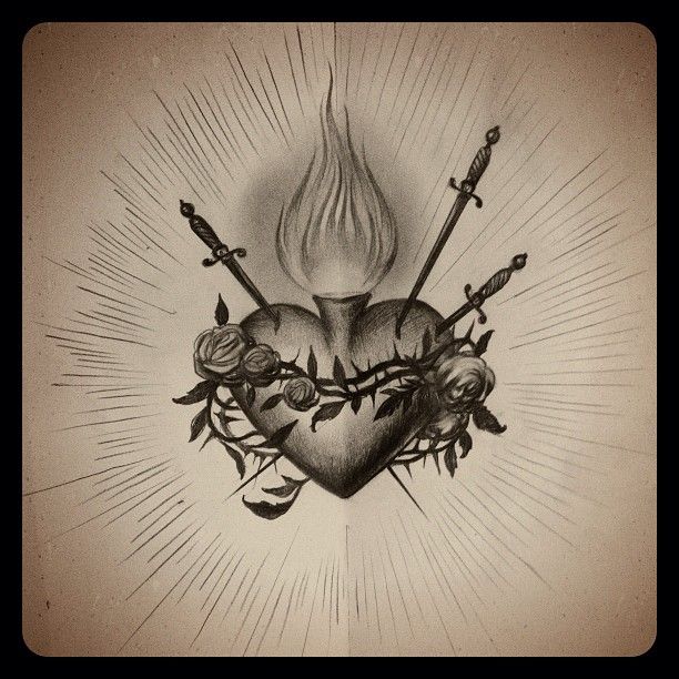 Realistic Sacred Heart Drawing at GetDrawings Free download