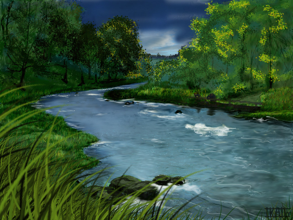 Simple River Sketch Drawing for Beginner