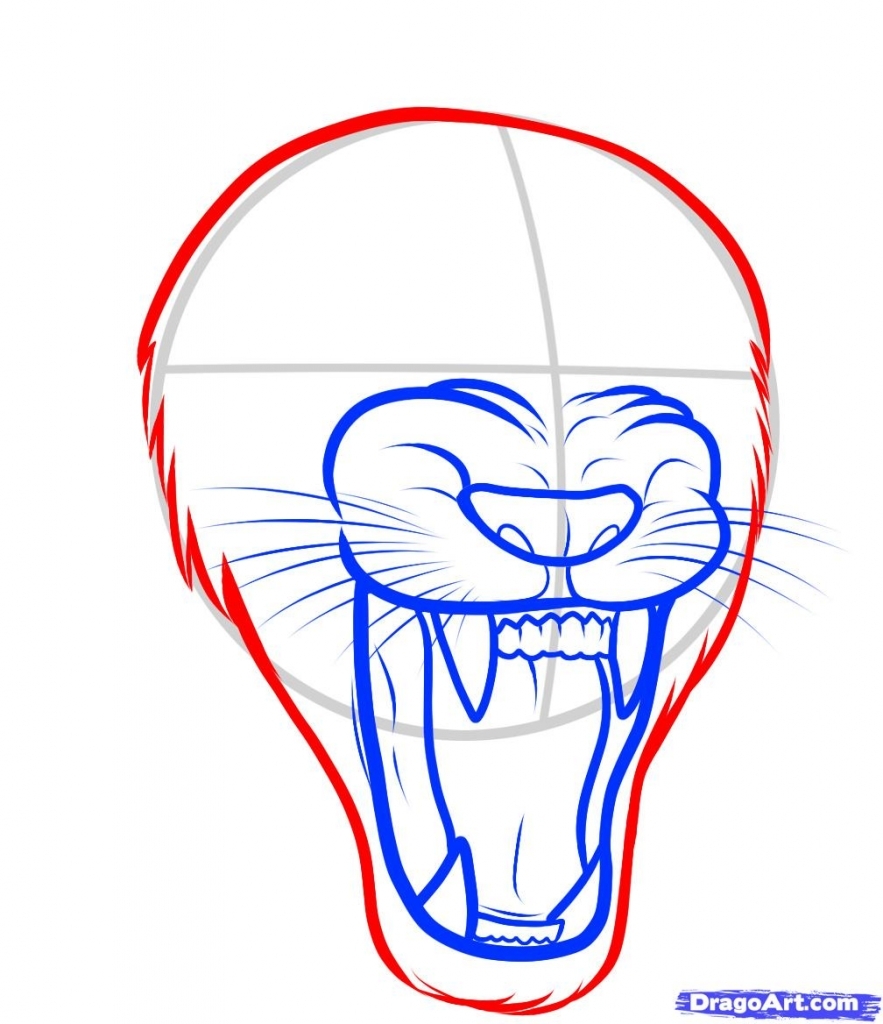 How to draw a roaring lion