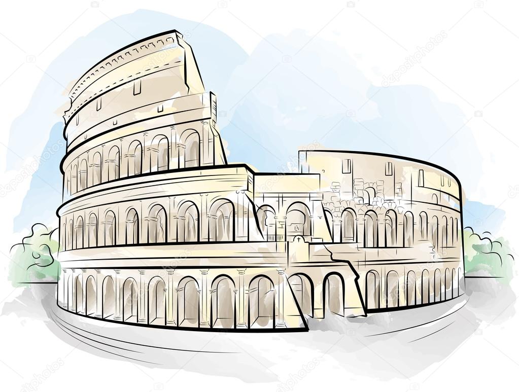 Rome Coliseum Vector Drawing Free Svg Vrogue Co