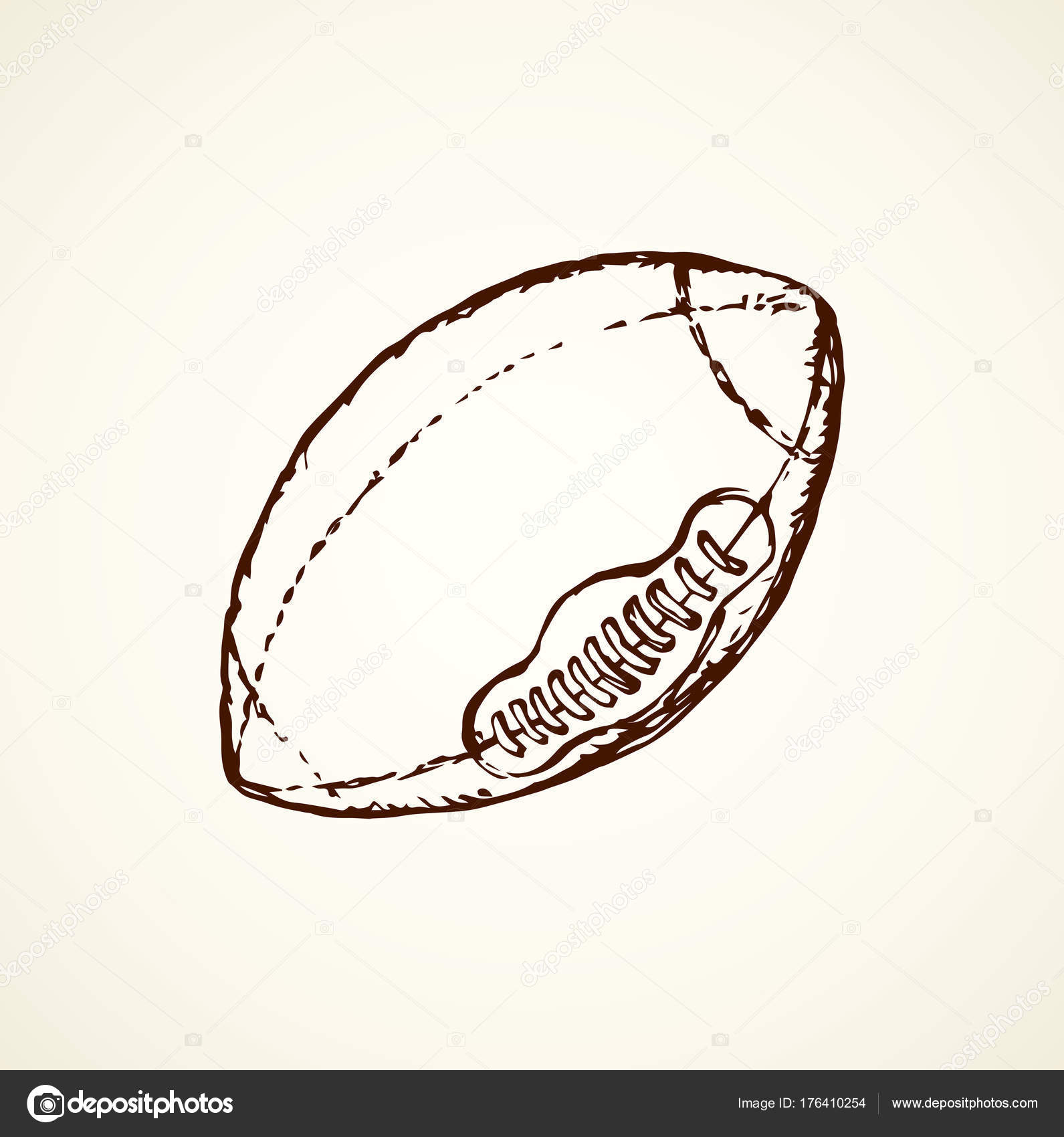 Rugby Ball Drawing - Vector Drawing Of Rugby Ball In Black Color