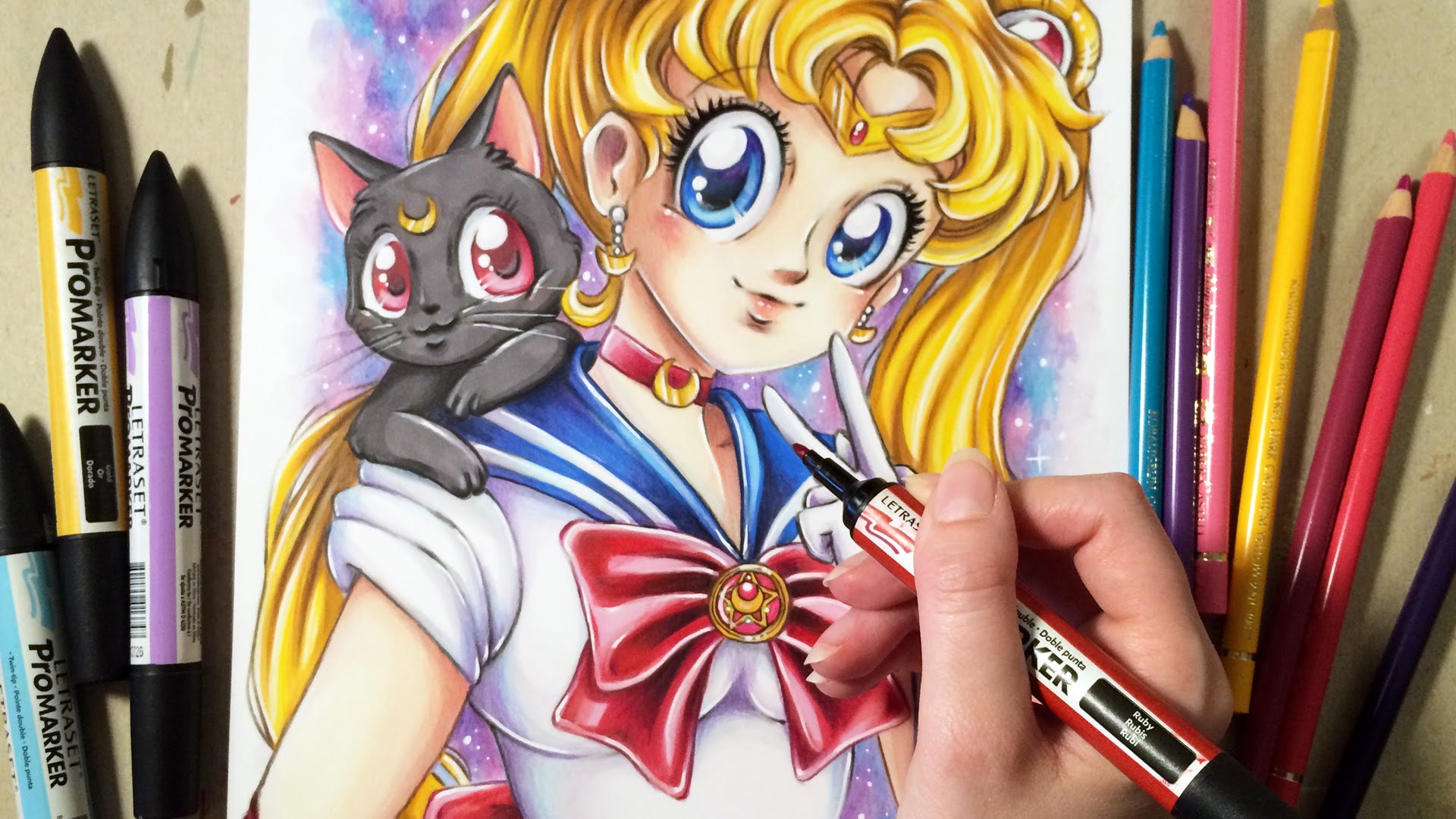 1920x1080 Speed Drawing Sailor Moon And Luna.