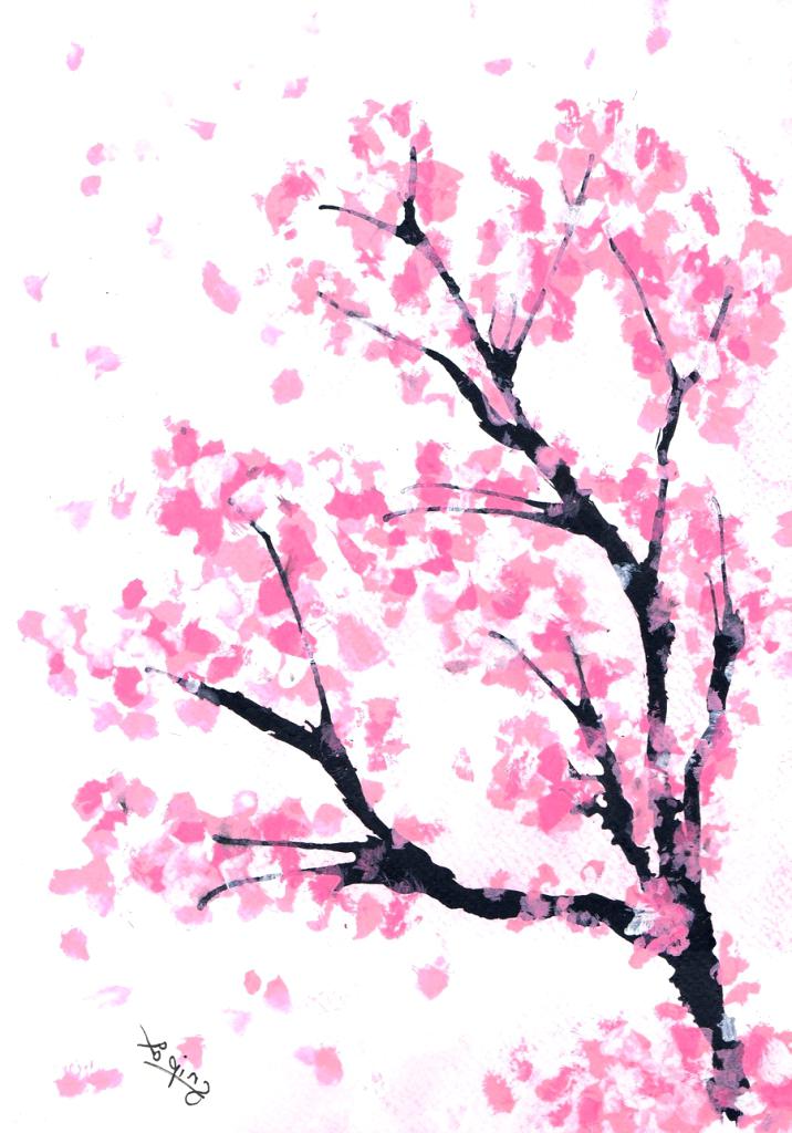 Arbre Sakura Dessin : under the cherry blossom tree by lluluchwan