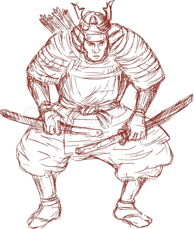 Cartoon Warrior Stance Drawing Sketch for Beginner