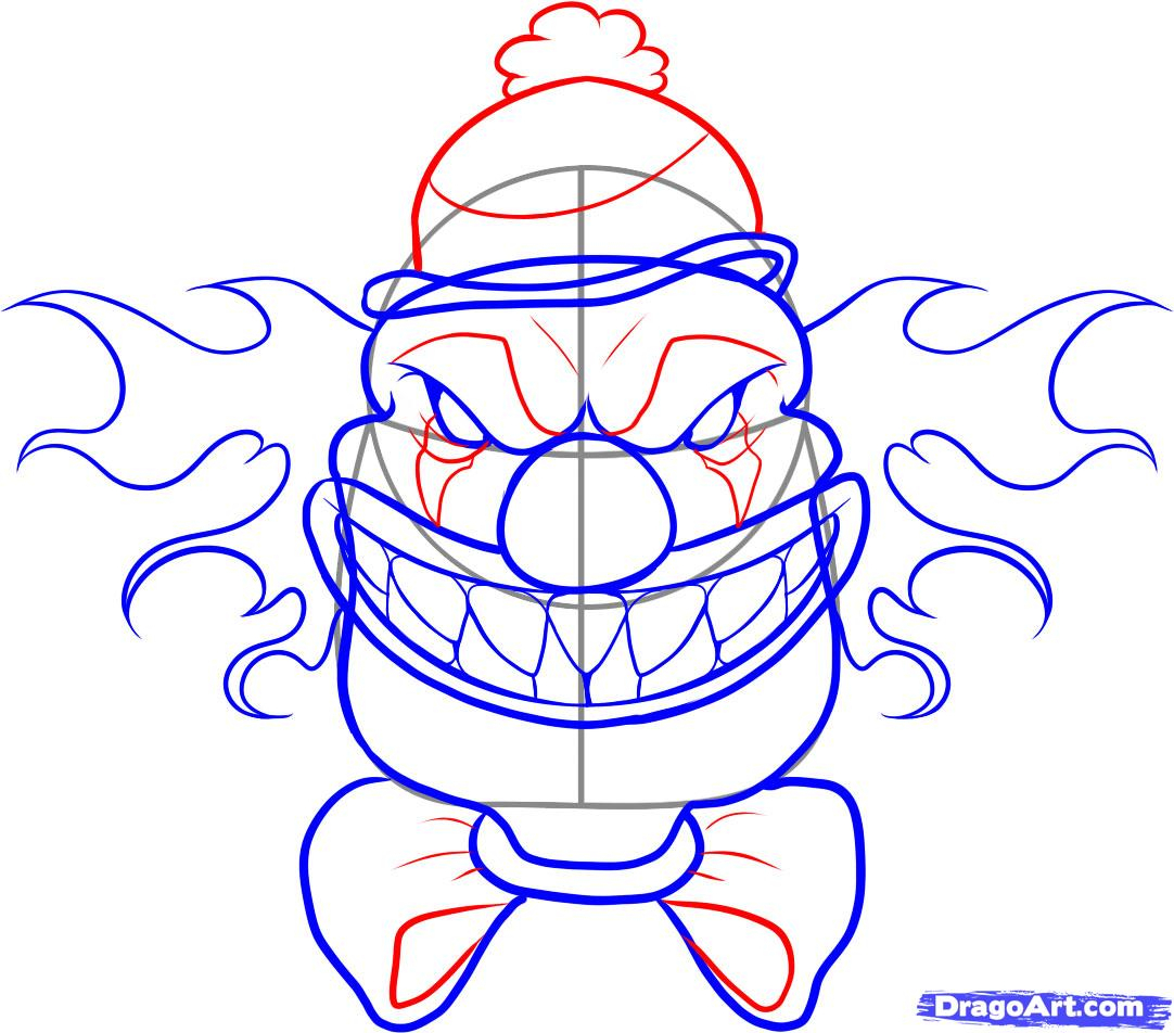 Scary Clown Face Drawing at GetDrawings | Free download