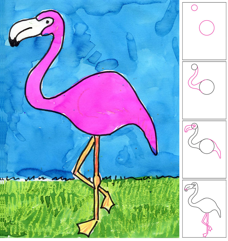 How To Draw A Flamingo Easy For Kids