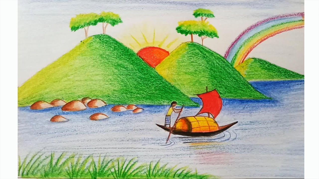 beautiful easy scenery drawing for class 6