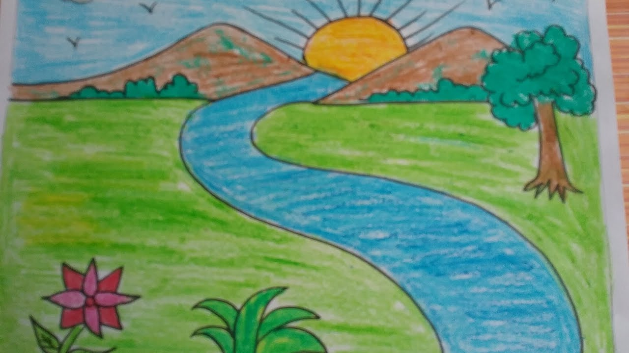 easy landscape drawing for kids