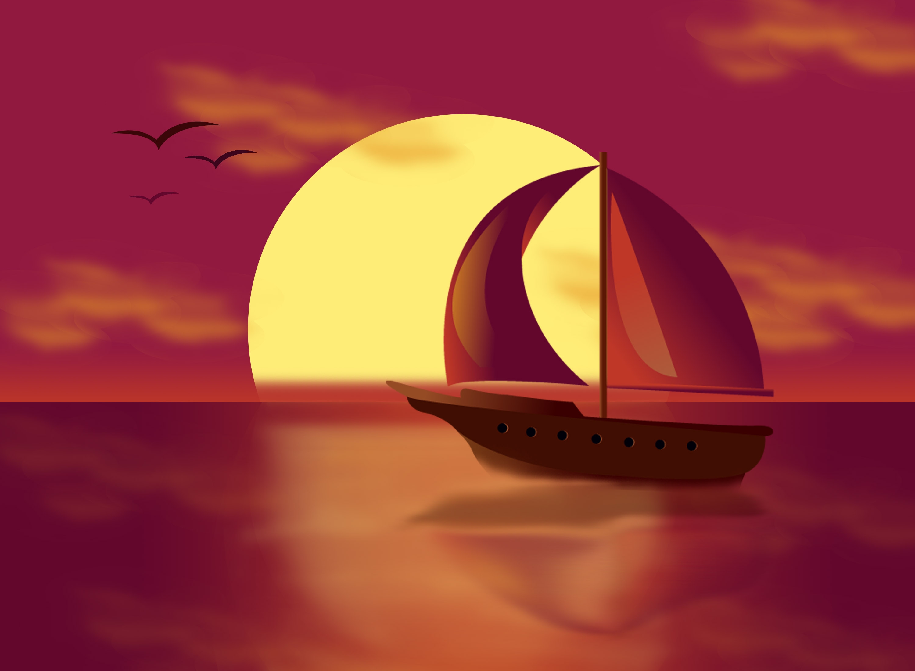 Simple Sunset Drawing at GetDrawings | Free download