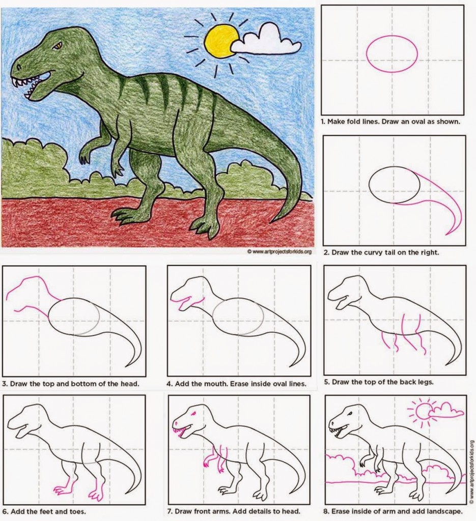 simple cute t rex drawing