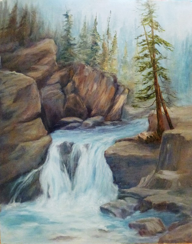 waterfall scenery drawing