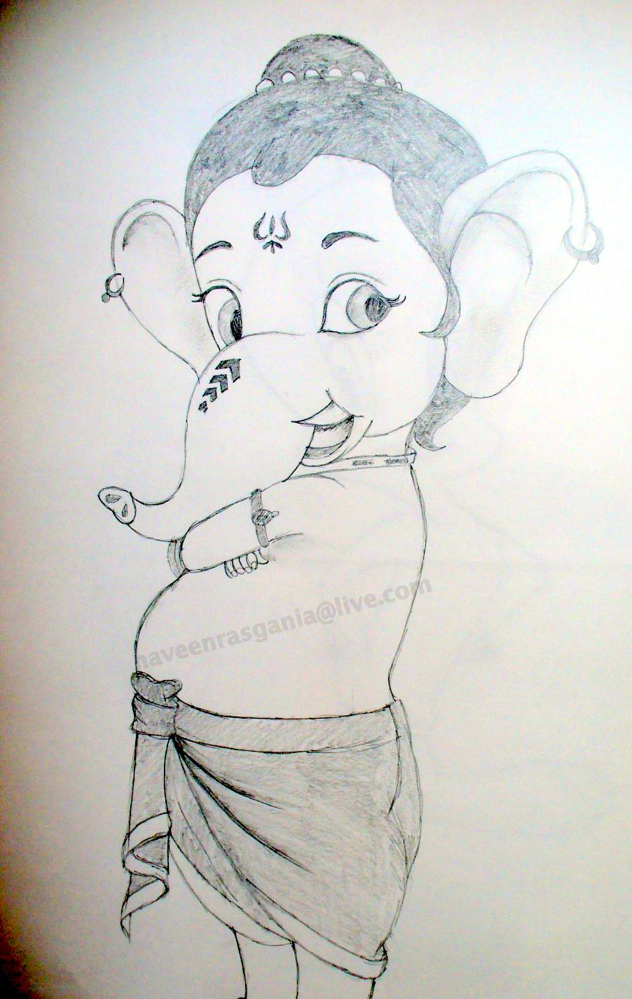 Bal Gopal Simple Krishna Pencil Drawing - img-Badr