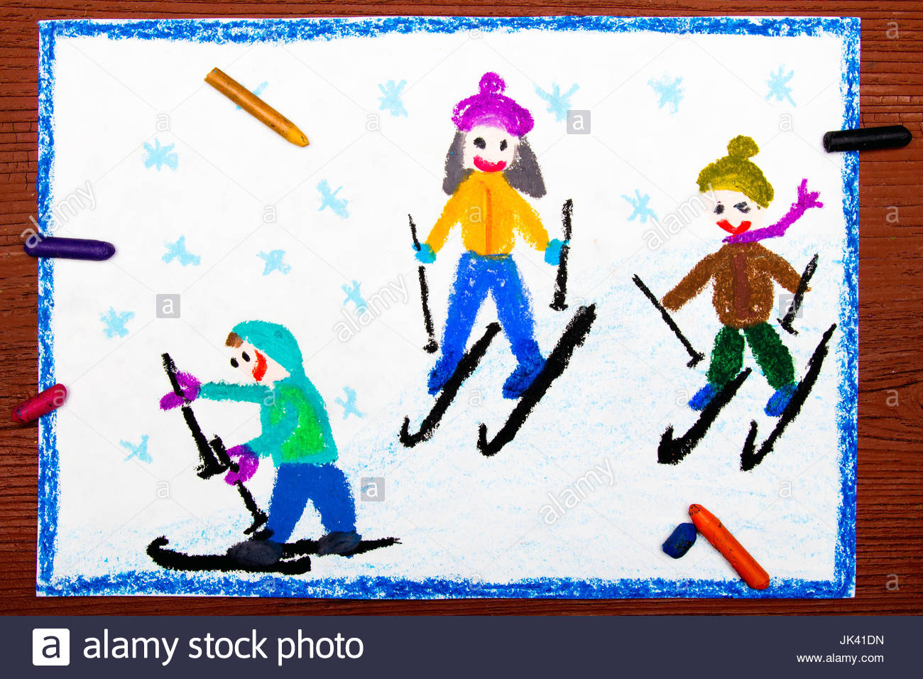 Лыжник и мир рисунок детский