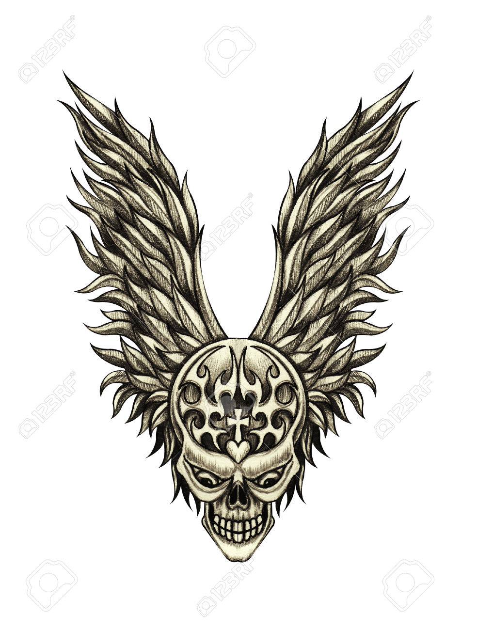 Skull With Wings Drawing At GetDrawings | Free Download