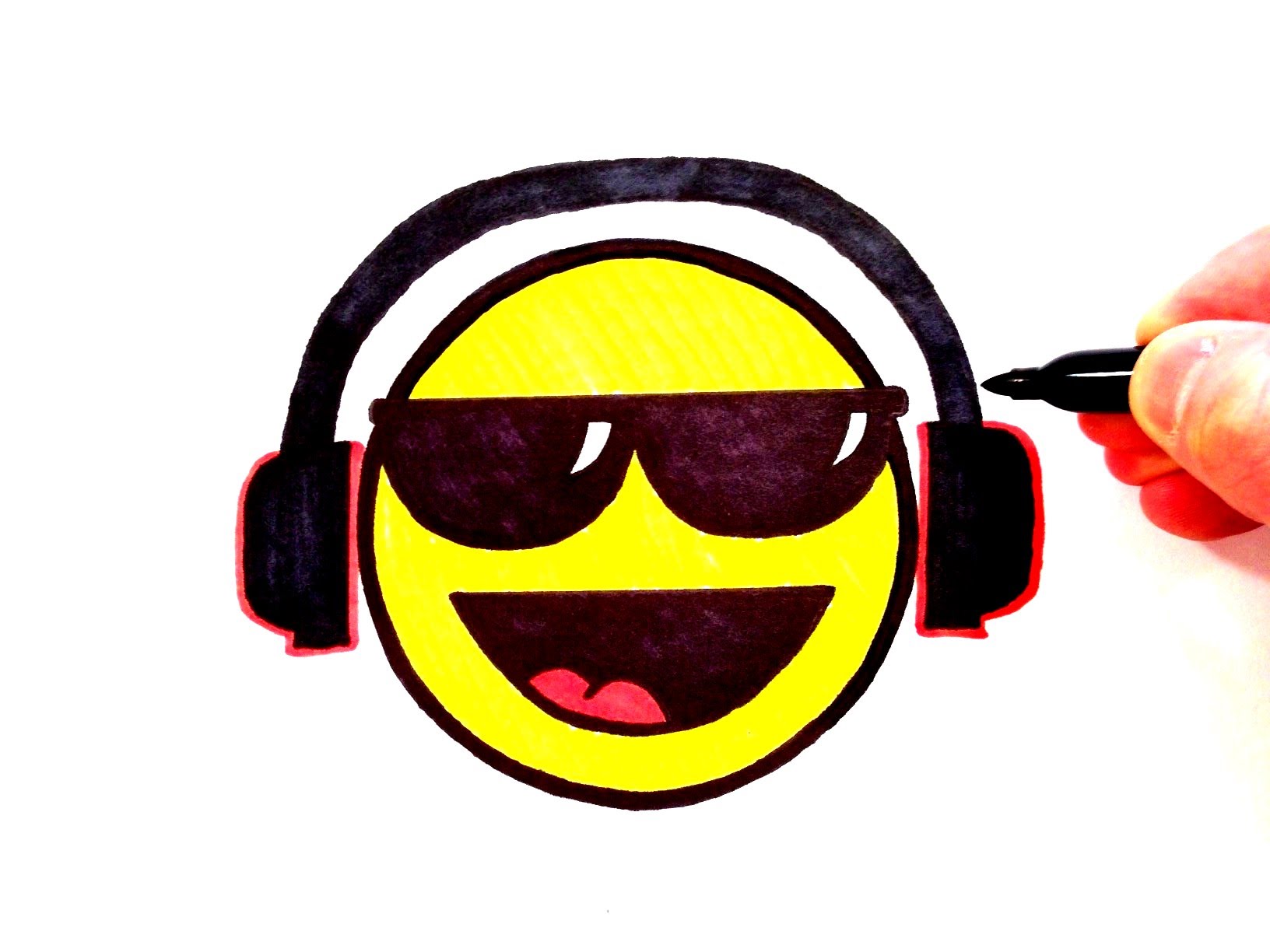 1632x1224 How To Draw A Cool Smiley Face With Sunglasses And Head Phones.