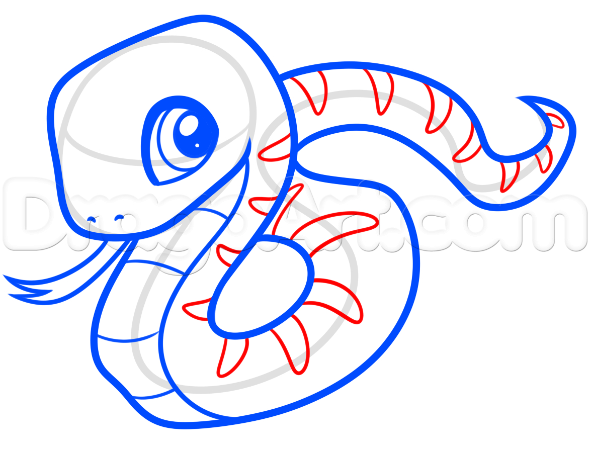 Змея рисунок карандашом Чиби