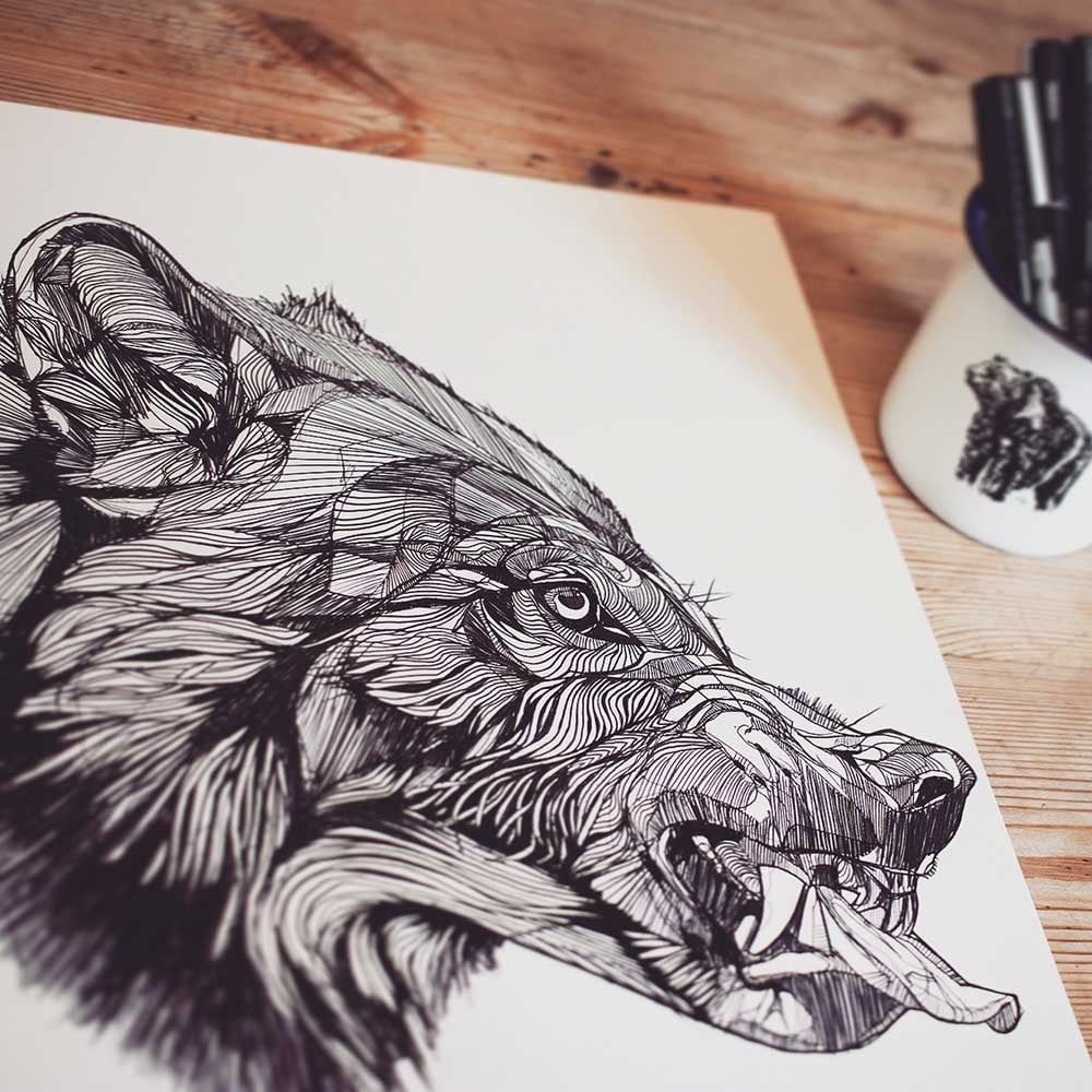 Snarling Wolf Drawing at GetDrawings | Free download