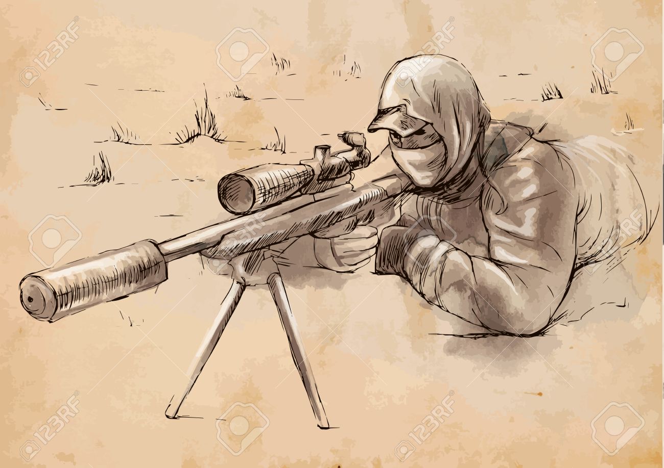 Creative Sniper Drawing Sketches with Pencil