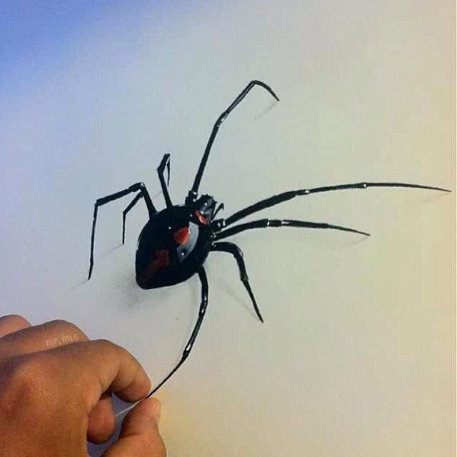 Black Widow Spider Drawing 3D : How To Draw A Black Widow Spider In 3d