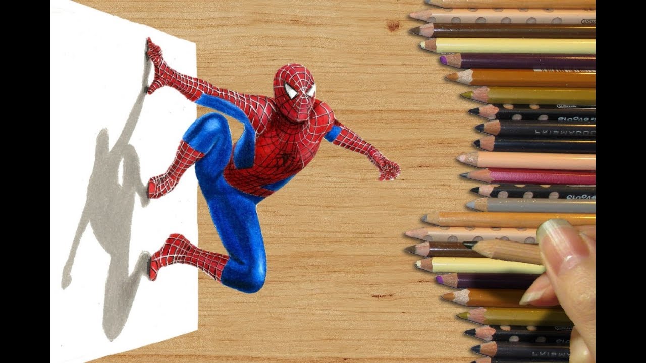 Full Body Spiderman Drawing Colored - Gurias glitteri
