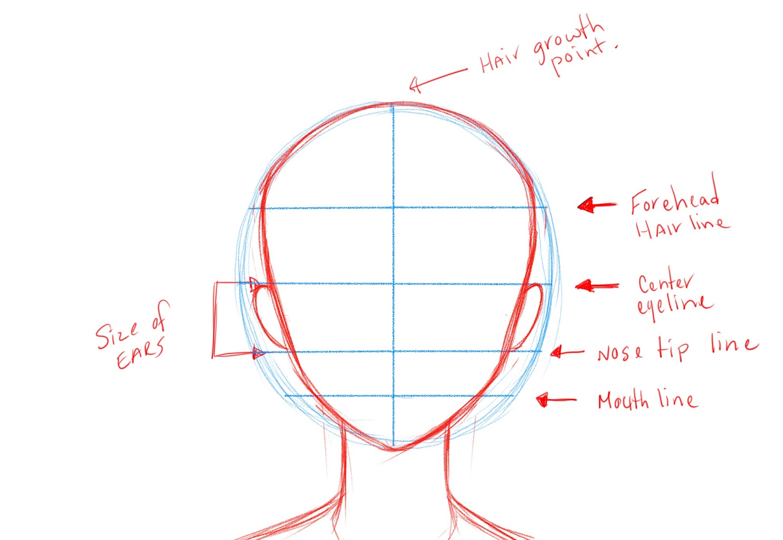 human face sketch step by step