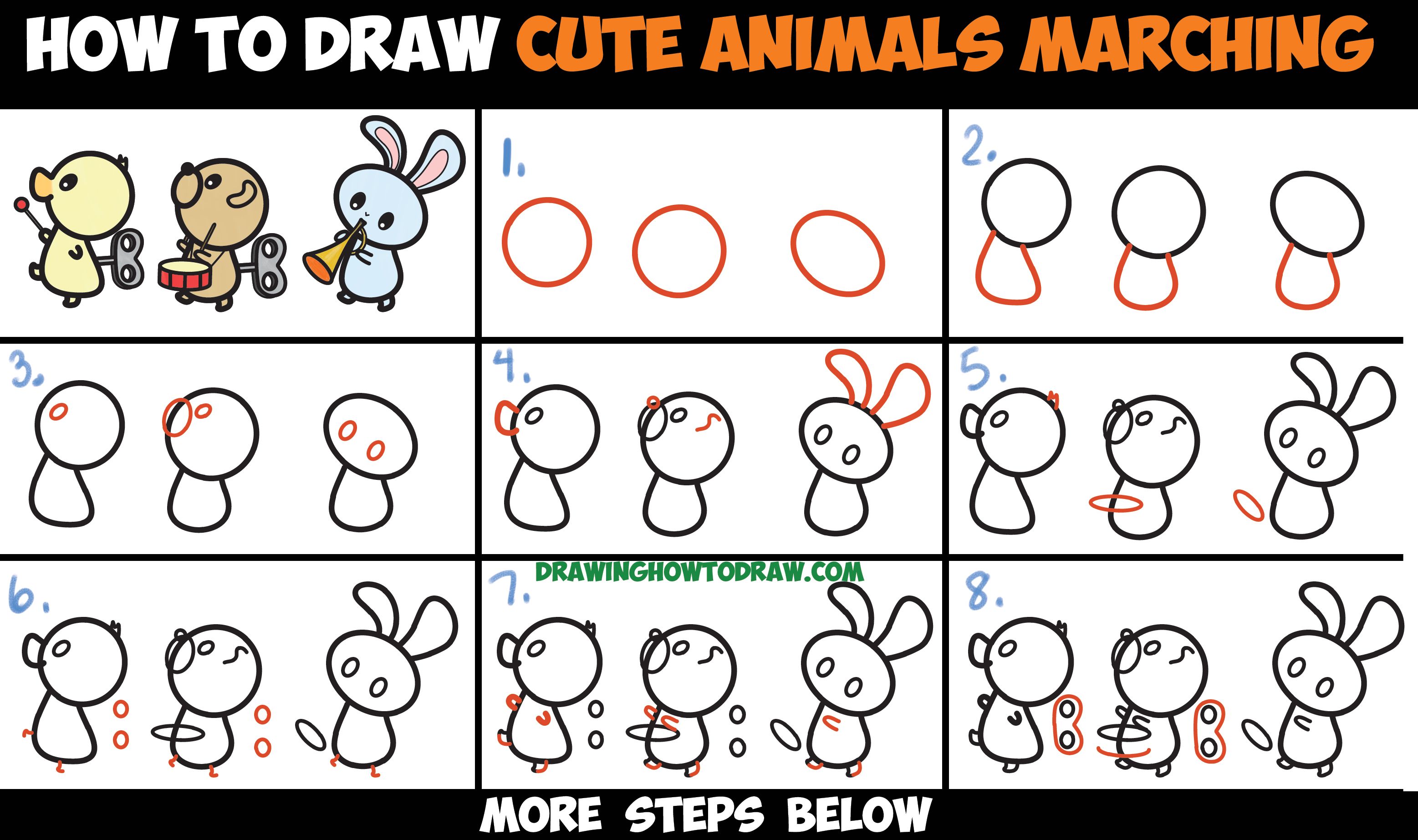 Step By Step Drawing Cute Animals at GetDrawings | Free download