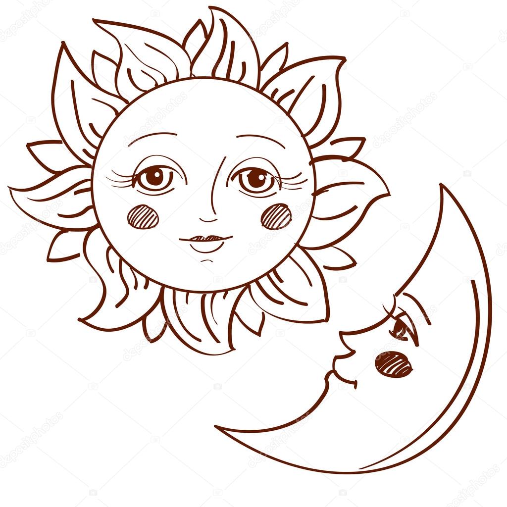 Трафарет солнце и Луна