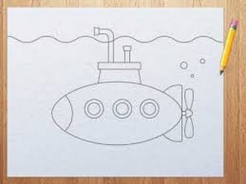gold submarine drawing