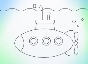 blueprint drawing submarine cartoon