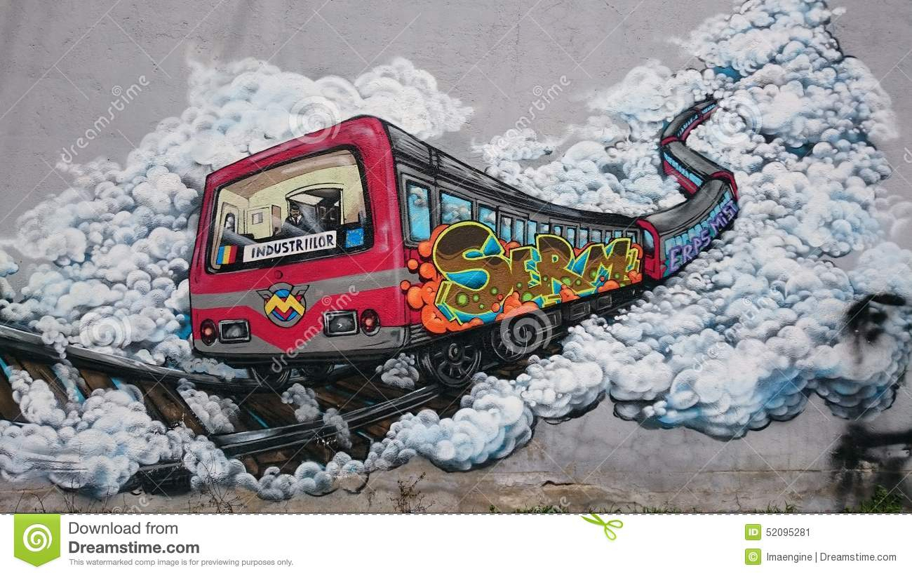 Поезд на котором нарисовано граффити