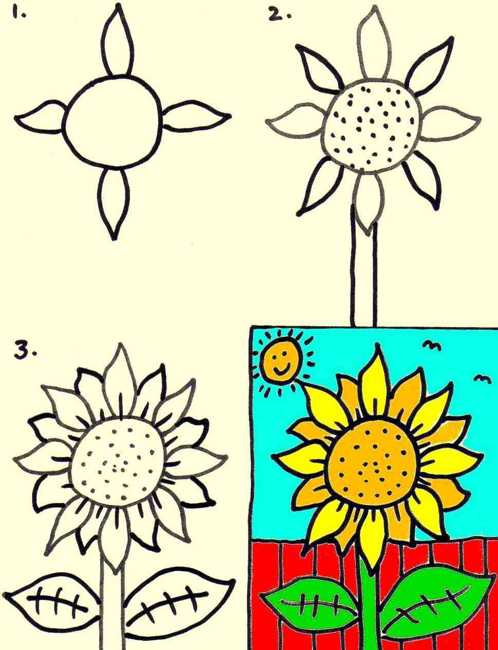 Sunflower Drawing Step By Step at GetDrawings Free download