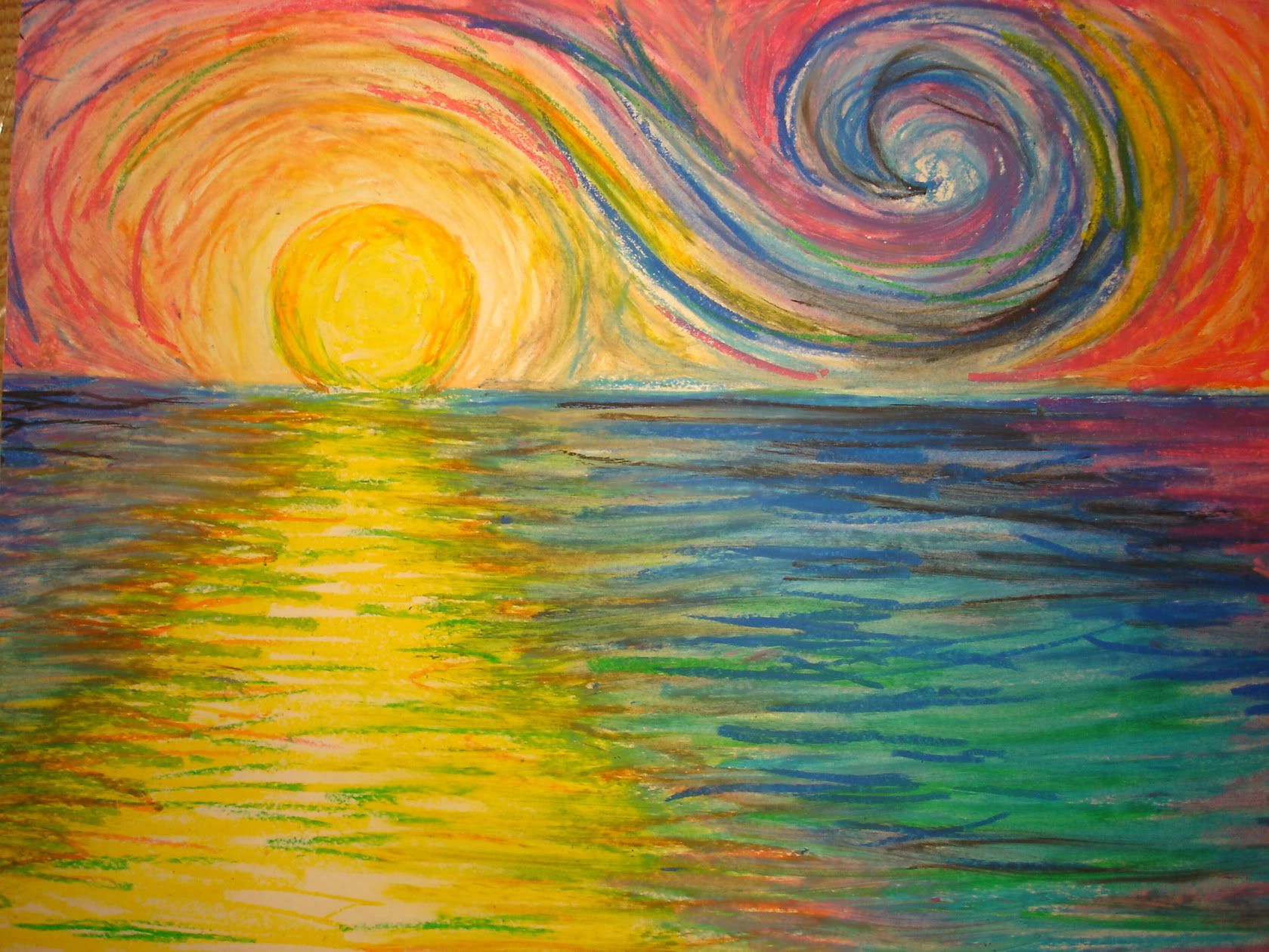 Sunset Drawing Oil Pastel at GetDrawings | Free download