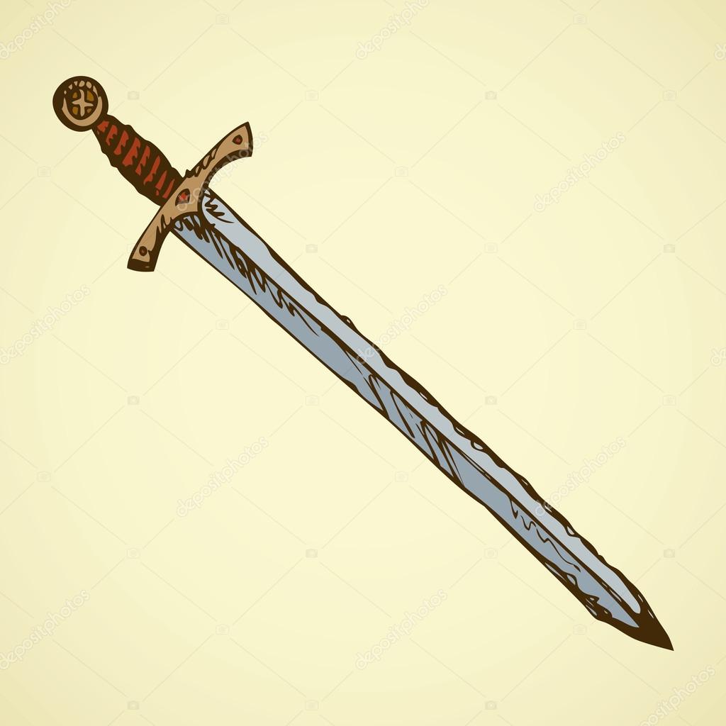 medieval sword drawing