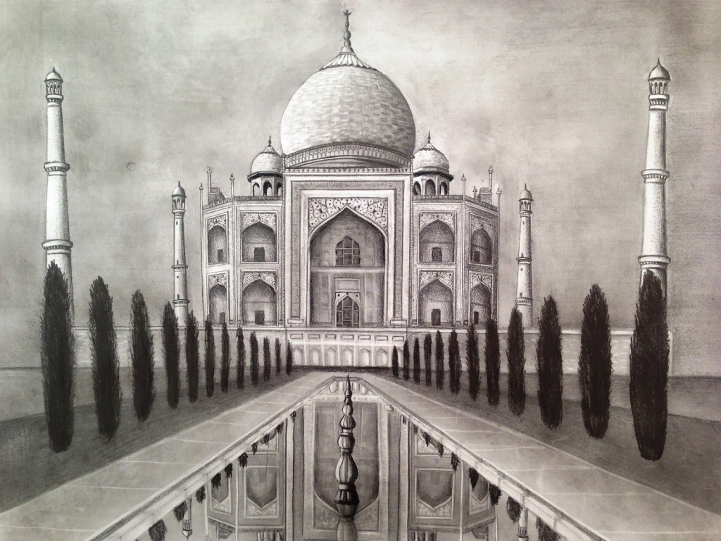 Creative How To Draw Taj Mahal Sketch with Pencil