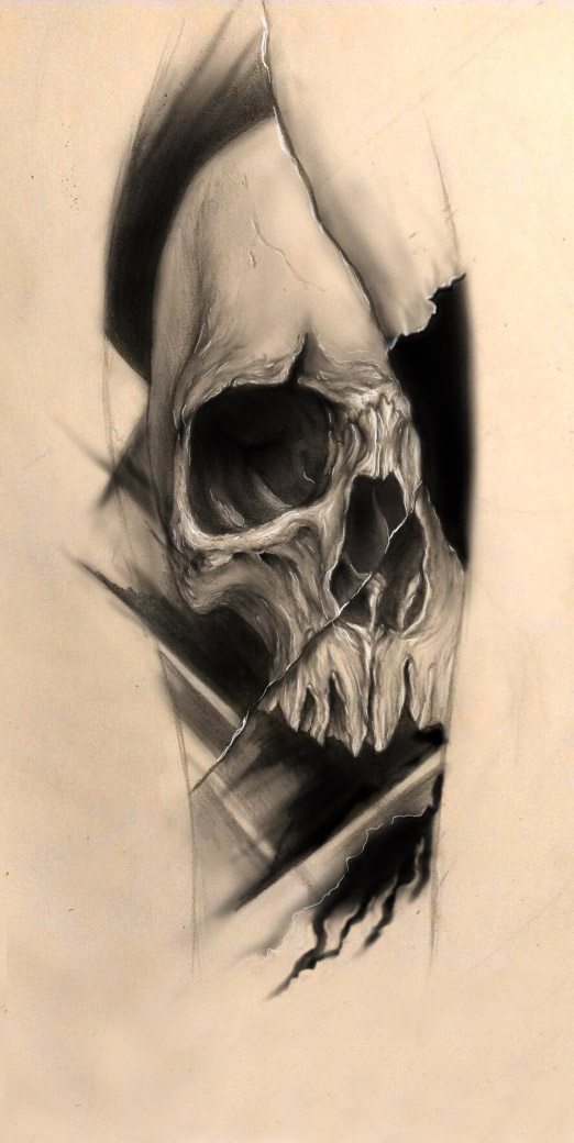 Creative Skull Tattoo Sketch Drawings for Girl