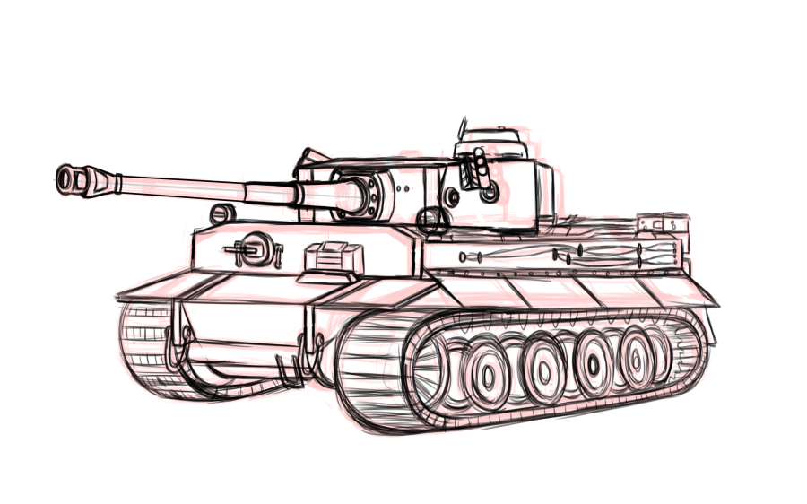 how to draw a tiger 3d military tank