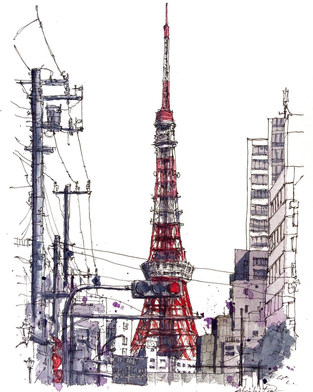 Tokyo Tower Drawing at GetDrawings Free download