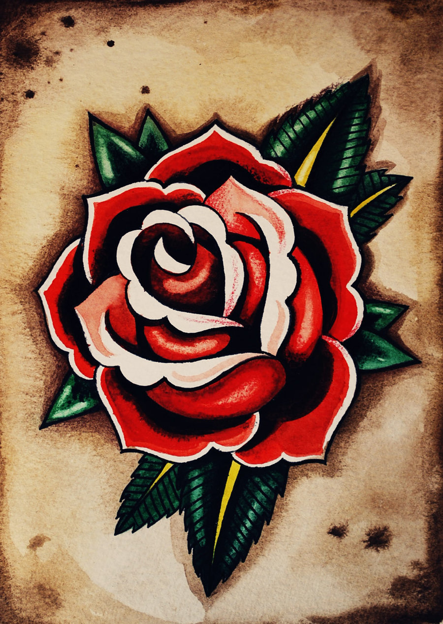 Traditional Rose Tattoo Drawing at GetDrawings | Free download