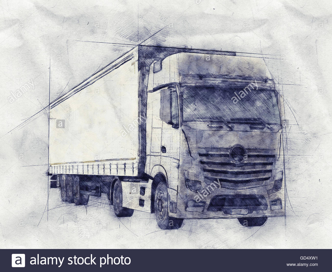 Рисунок грузовика в перспективе